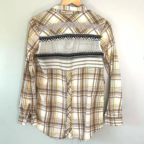 Free People Plaid western boho Button Down Size SP - Picture 3 of 8